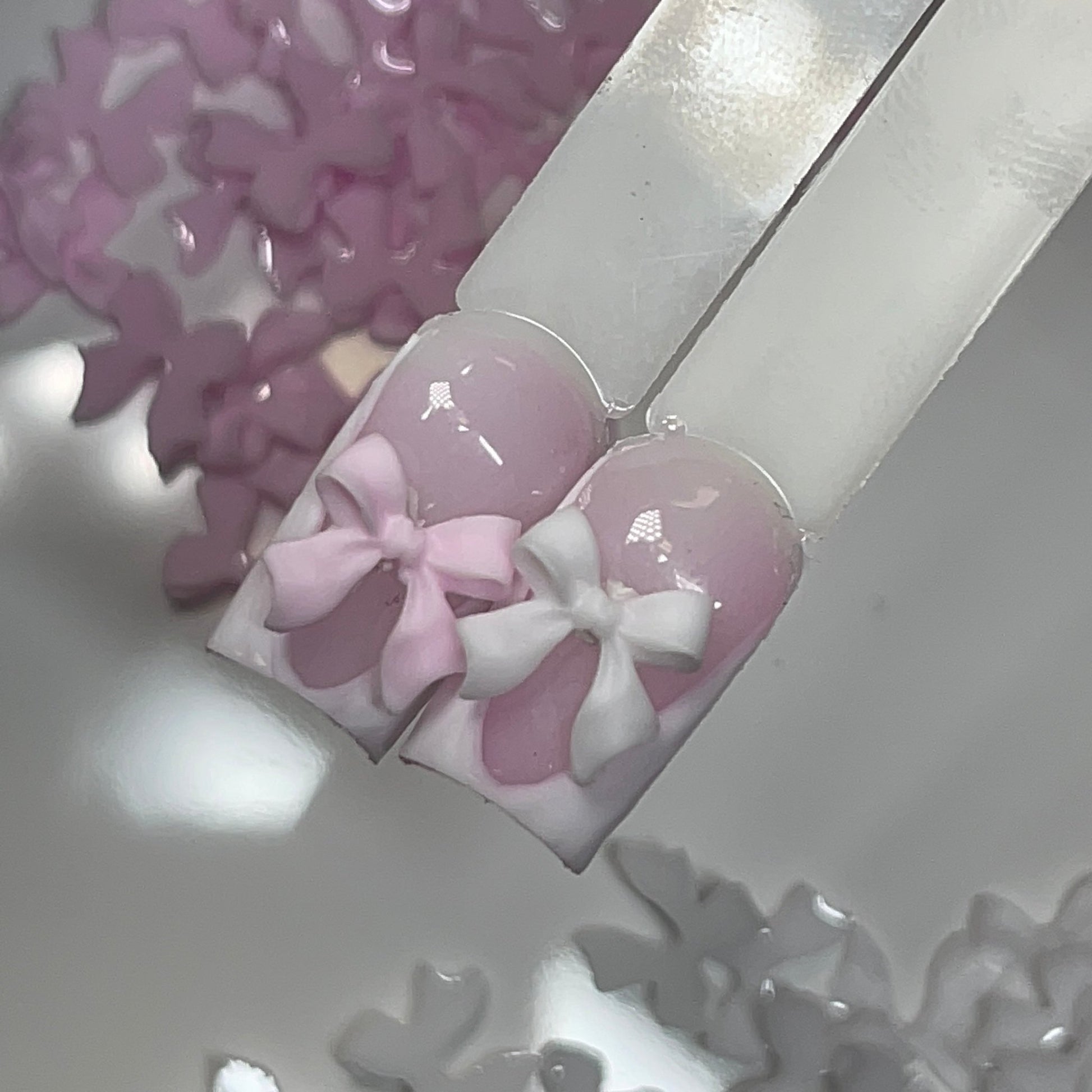 50 pcs - BOW resin Nail charm PINK - JTessentials