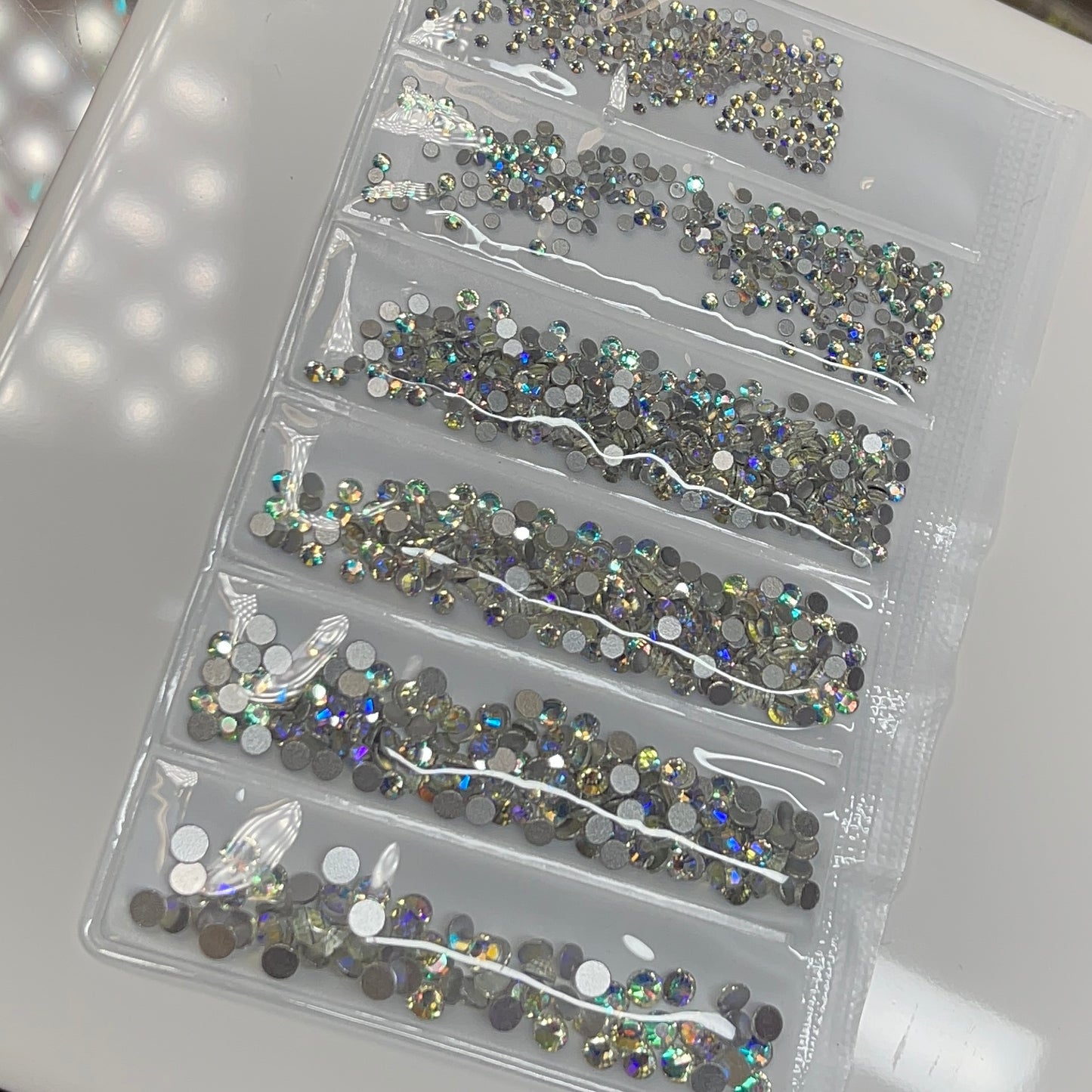 6 grit AB BLUE - rhinestone pack different sizes high quality crystals flat back