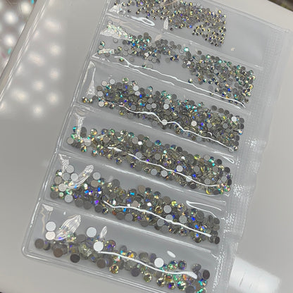 6 grit AB BLUE - rhinestone pack different sizes high quality crystals flat back