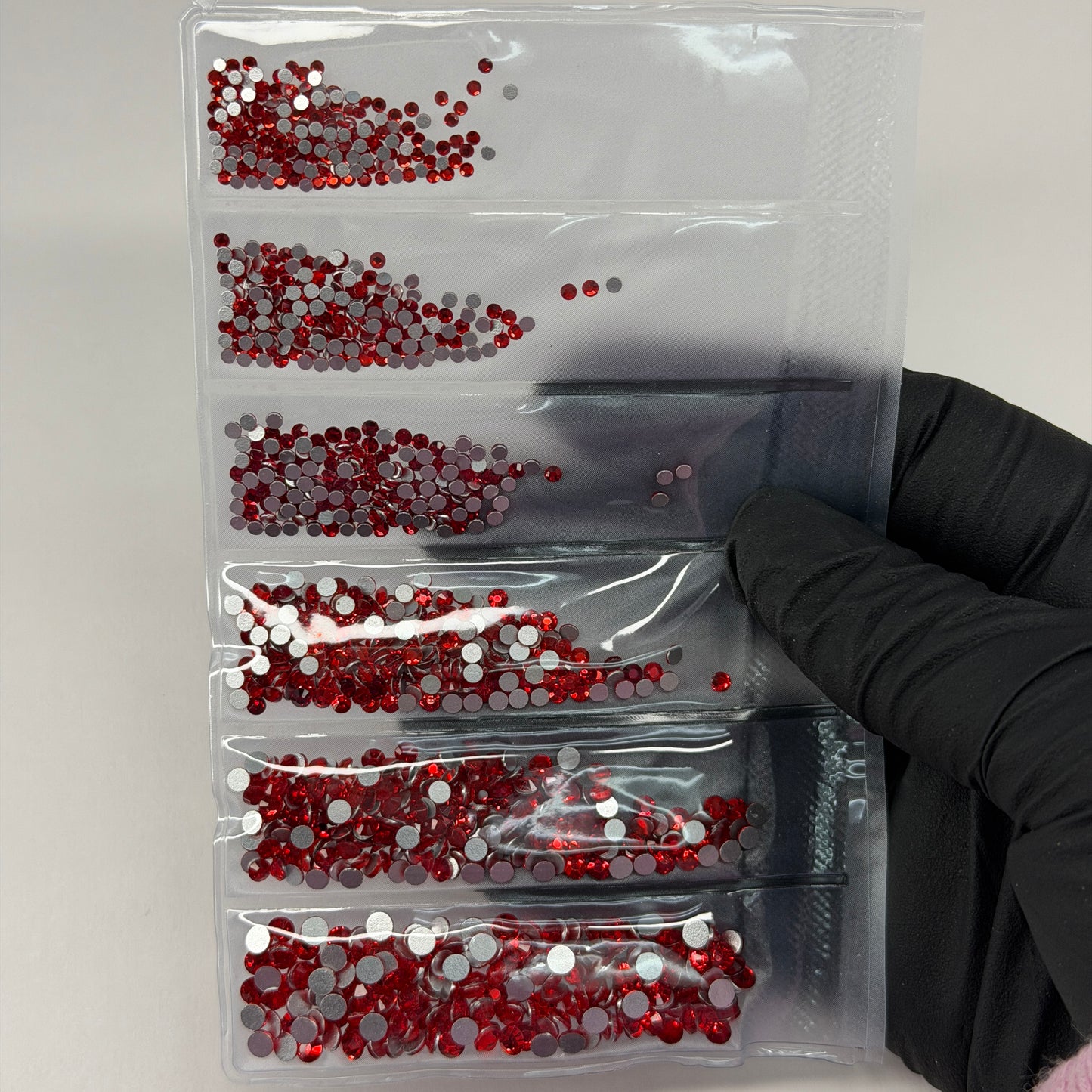 Red Flat Rhinestone Pack – 6 Grit Sizes for Nail Art