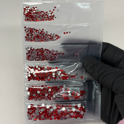 Red Flat Rhinestone Pack – 6 Grit Sizes for Nail Art
