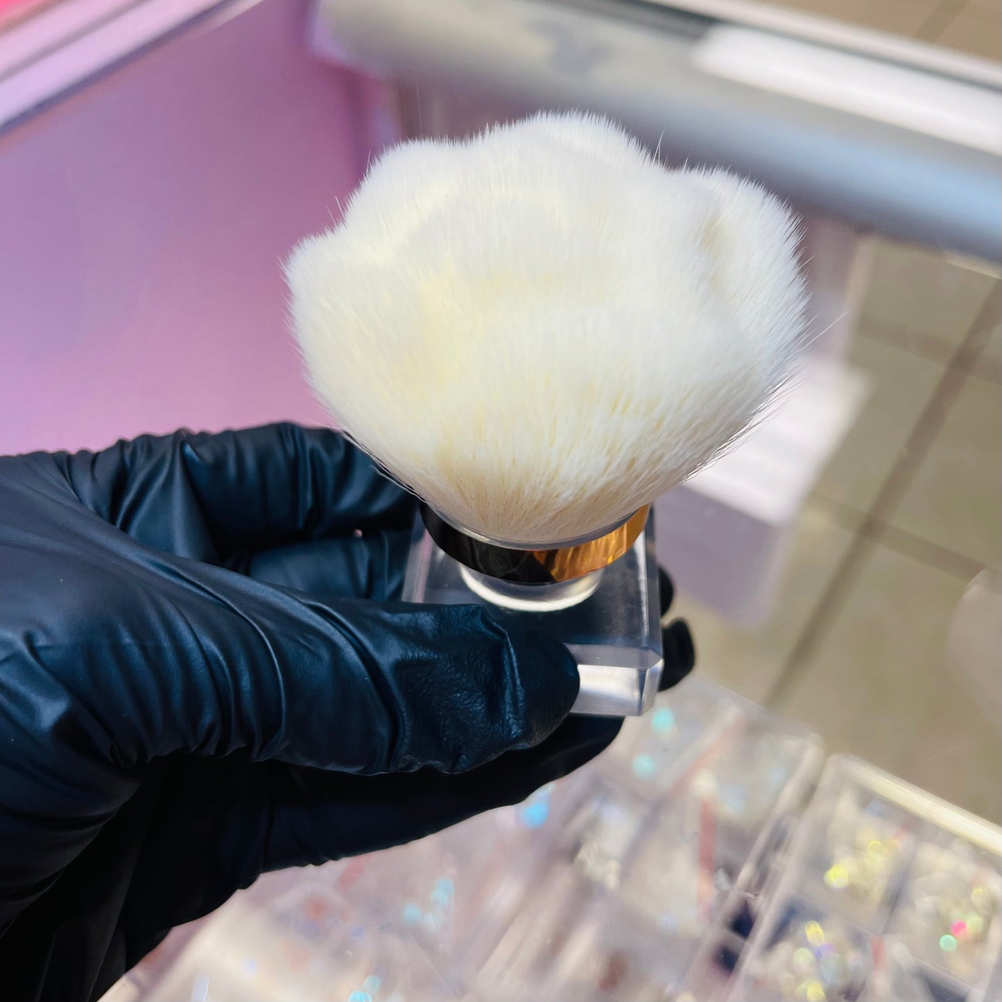 Rose shaped Nail Dust brush - white