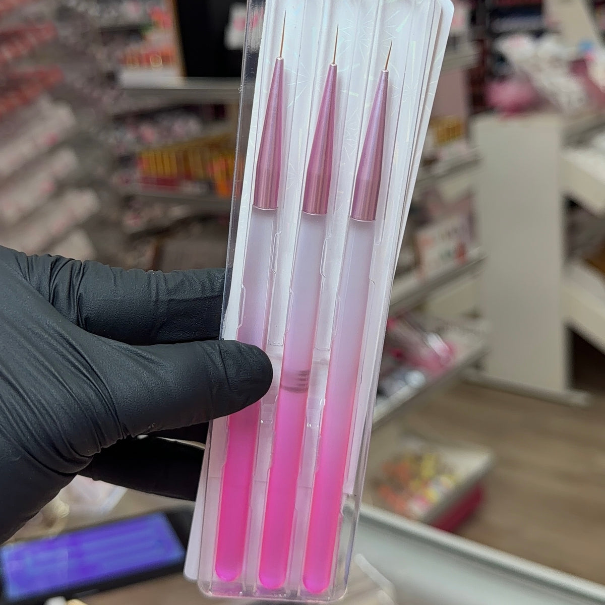 Detail Liner Nail Brush Set - 3 Pcs