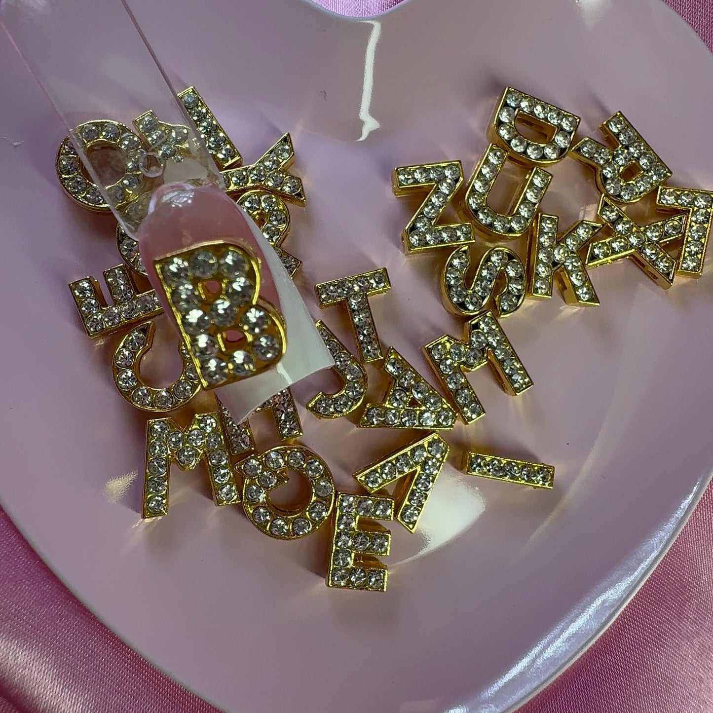 Big Gold letter Alphabet Nail charm Bling