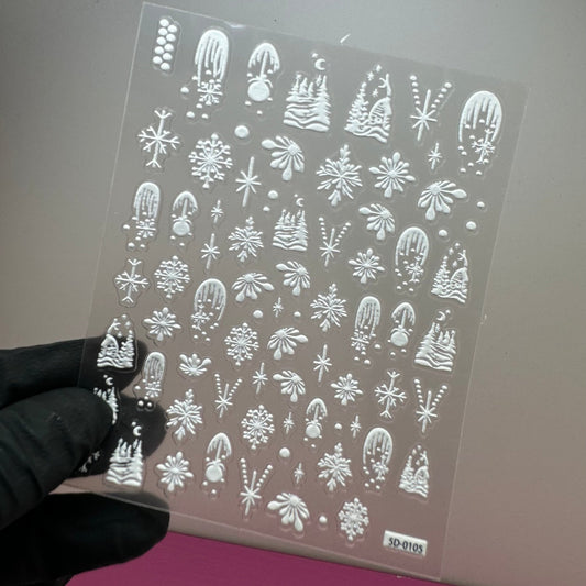 5D Winter Snowflake Nail Stickers - Christmas Nail Art Decorations - JTessentials