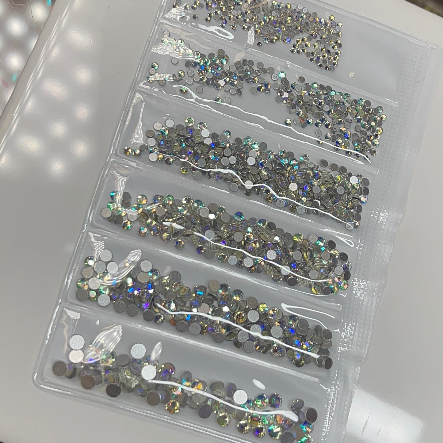 6 grit AB BLUE - rhinestone pack different sizes high quality crystals flat back - JTessentials