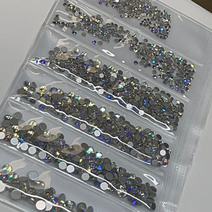 6 grit AB BLUE - rhinestone pack different sizes high quality crystals flat back - JTessentials