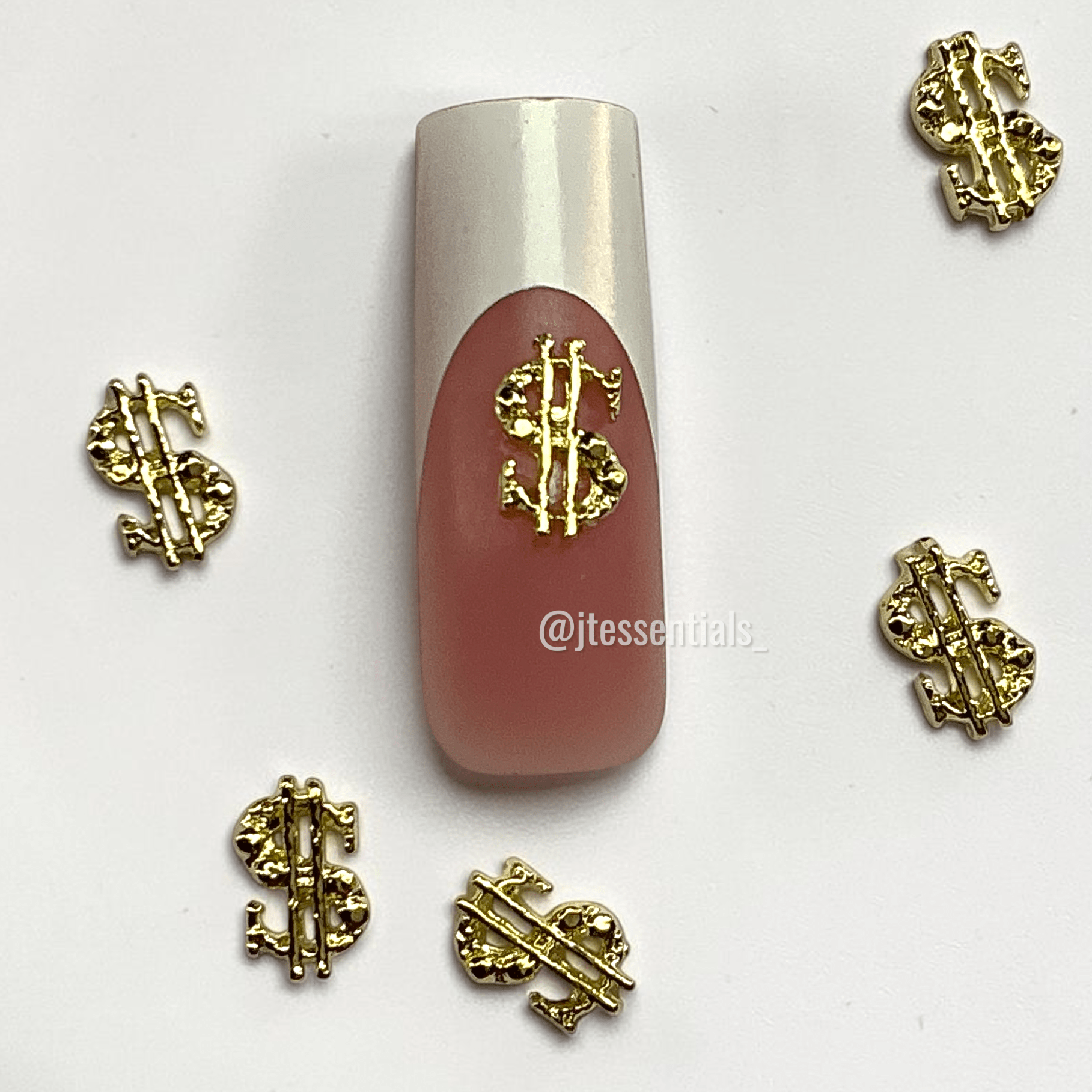 6 PCS Dollar $ign Money Nail Charms - Gold for Luxe Nail Art Designs - JTessentials