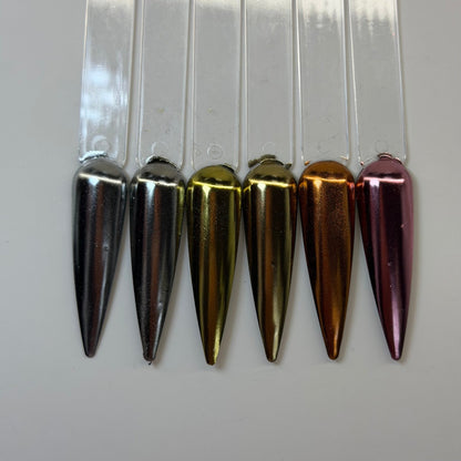 6 pcs - Metallic Chrome Nail Art Powder Set 001 - JTessentials