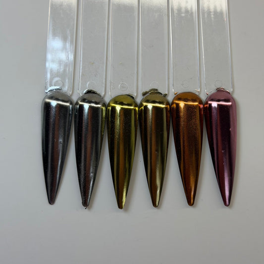 6 pcs - Metallic Chrome Nail Art Powder Set 001 - JTessentials