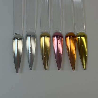 6 pcs - Metallic Chrome Nail Art Powder Set 001 - JTessentials