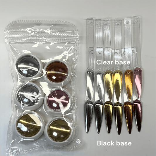 6 pcs - Metallic Chrome Nail Art Powder Set 001 - JTessentials