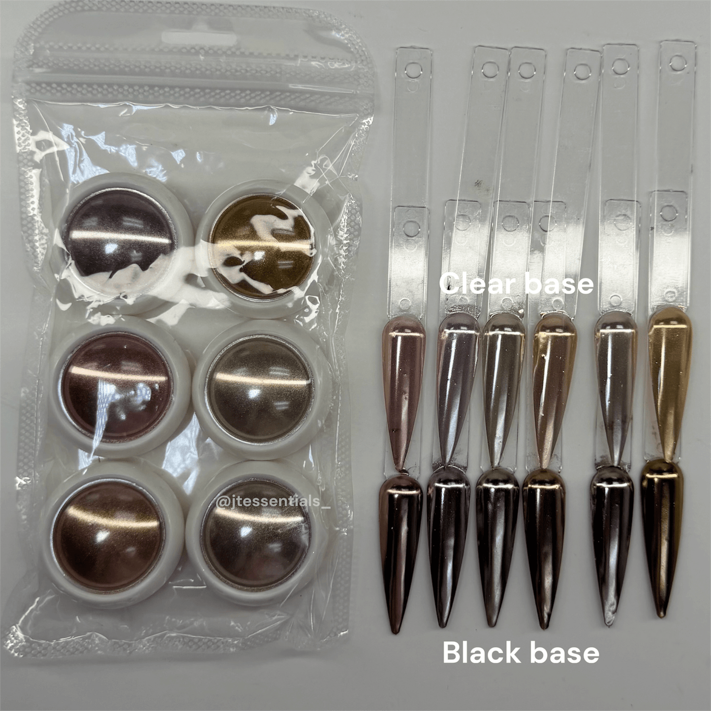 6 pcs - Metallic Chrome Nail Art Powder Set 002 - JTessentials