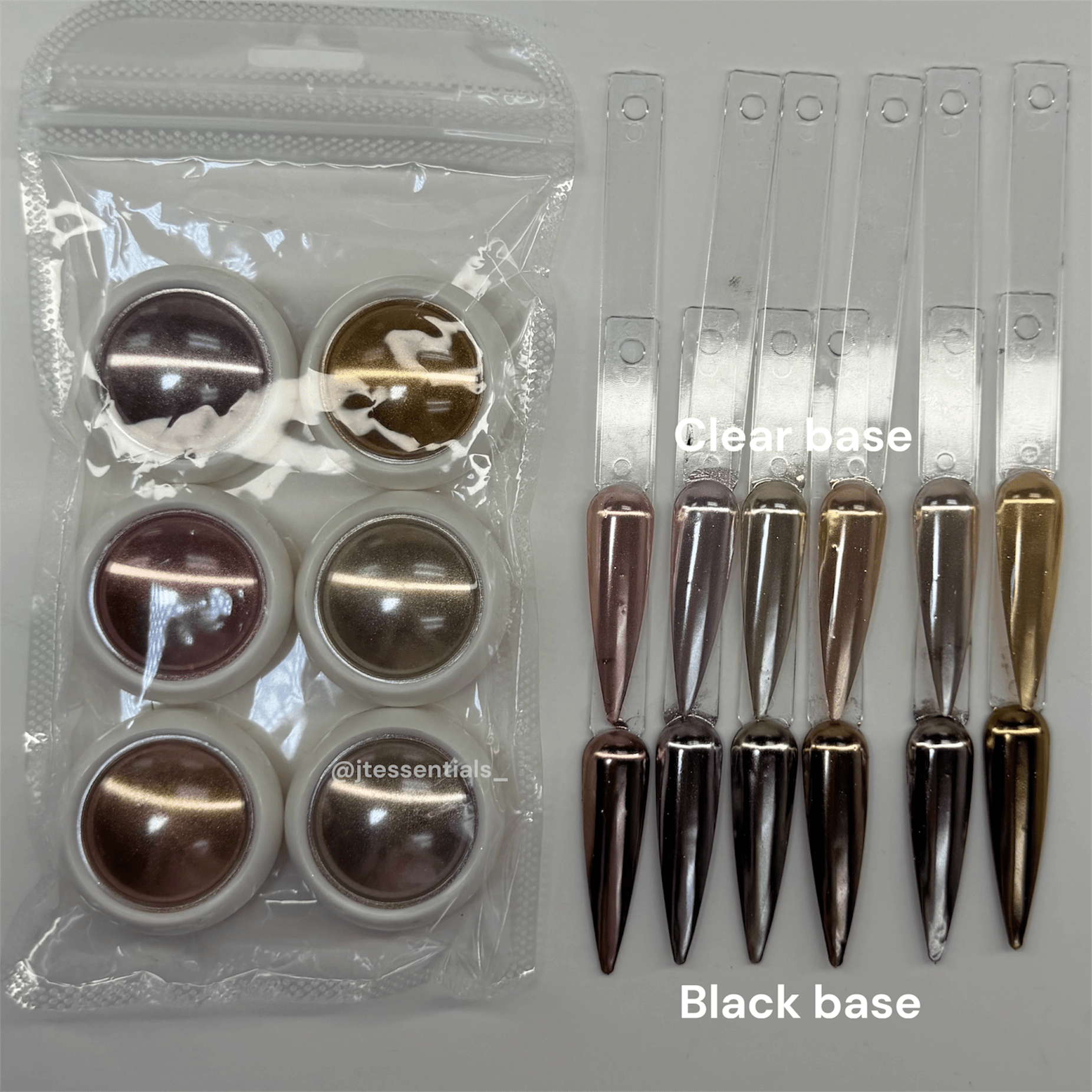 6 pcs - Metallic Chrome Nail Art Powder Set 002 - JTessentials