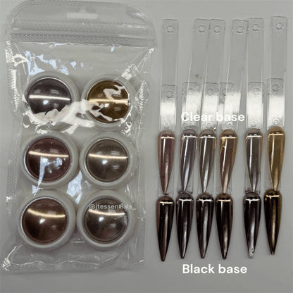 6 pcs - Metallic Chrome Nail Art Powder Set 002 - JTessentials