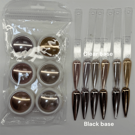 6 pcs - Metallic Chrome Nail Art Powder Set 002 - JTessentials