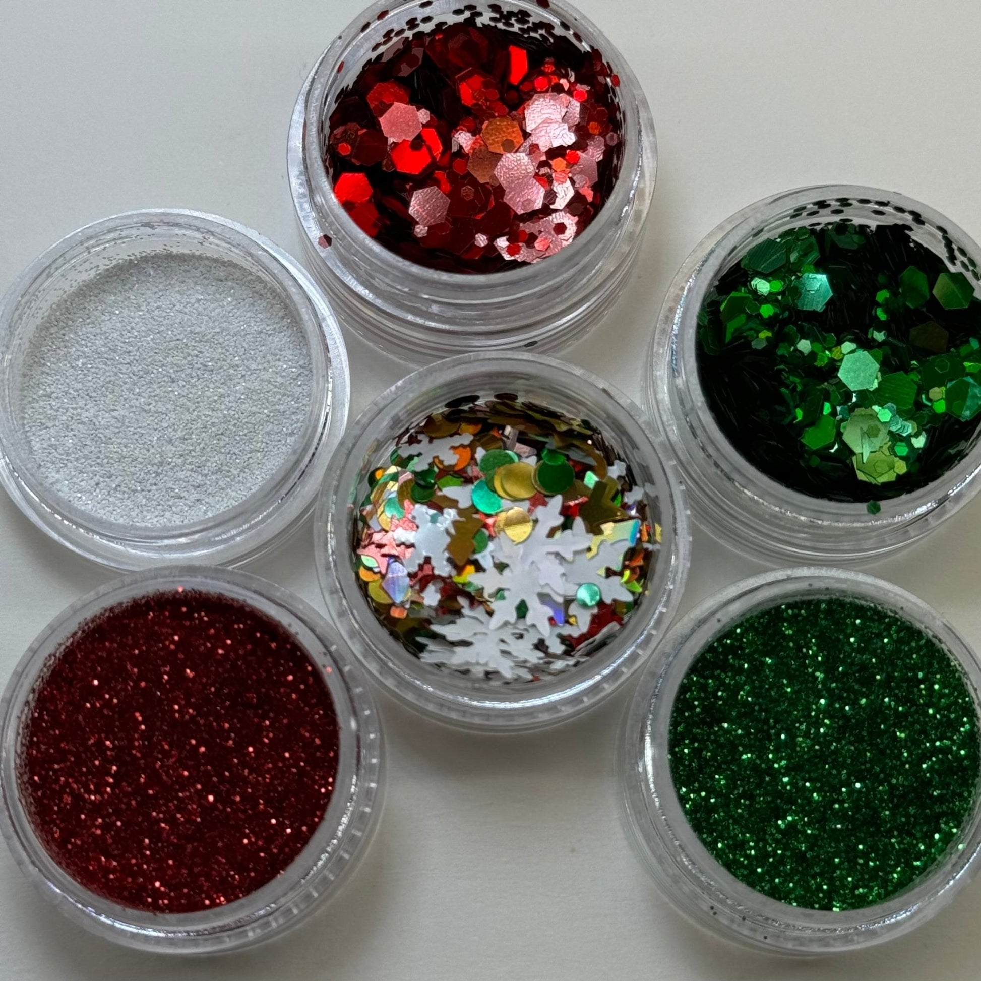 6 - Piece Christmas Glitter Nail Art Set - Festive Decorations for Nails - JTessentials