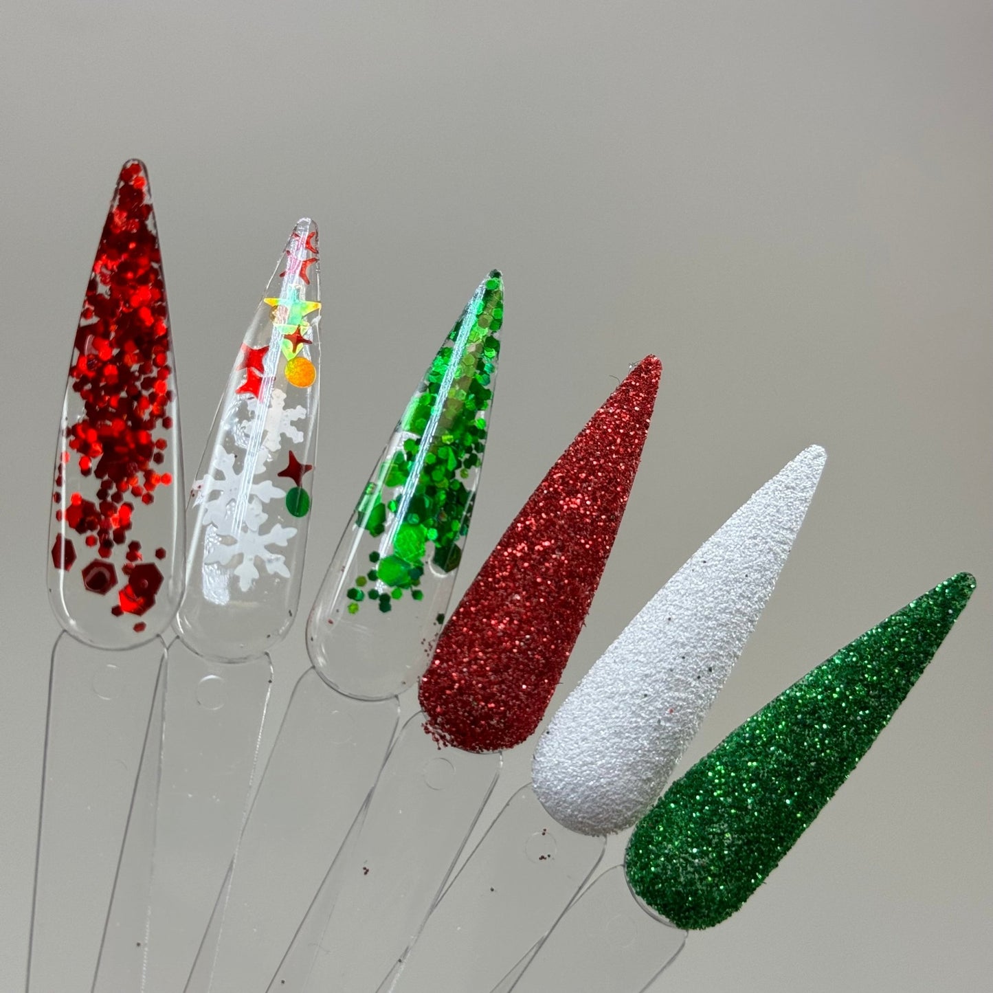 6 - Piece Christmas Glitter Nail Art Set - Festive Decorations for Nails - JTessentials