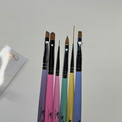 6 - Piece Nail Art Brush Set – Precision Brushes for Acrylic, Gel & Detail Designs - JTessentials