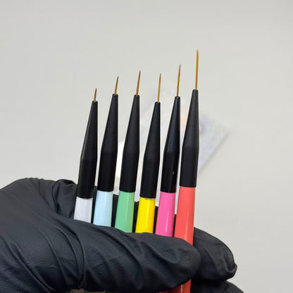 6 - Piece Nail Art Liner Brush Set – Precision Detailing (Sizes 5, 7, 9, 11, 13, 15) - JTessentials