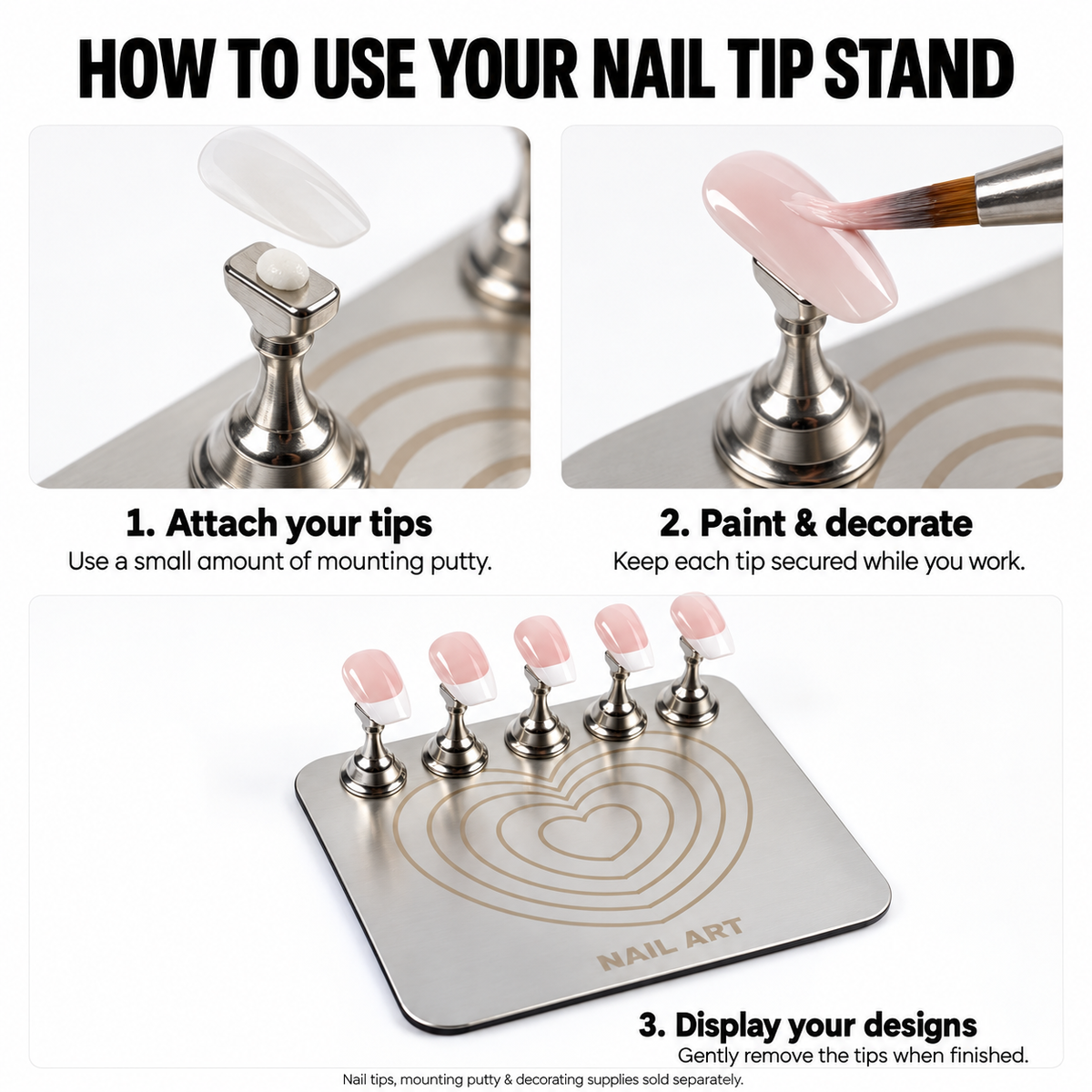 Nail Tip Practice & Display Stand – Plate with 5 Holders