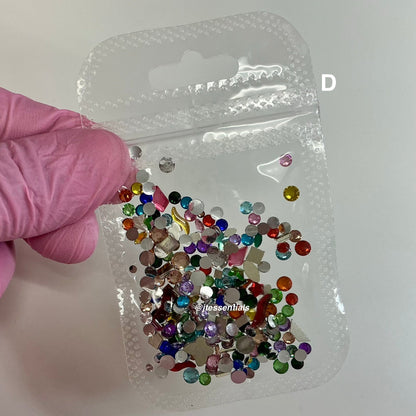 Rainbow color Mixed flat-back rhinestone/gems