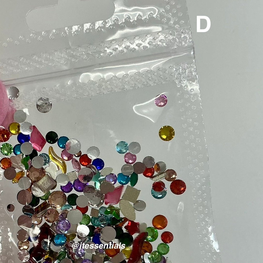 Rainbow color Mixed flat-back rhinestone/gems