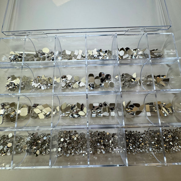 24 Grit  Silver High-Quality Rhinestone Box