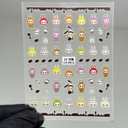 6812 LABUBU Nail Art Stickers – Cute Cartoon Self - JTessentials