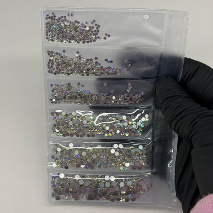 6 grit AB BLUE - rhinestone pack different sizes high quality crystals flat back