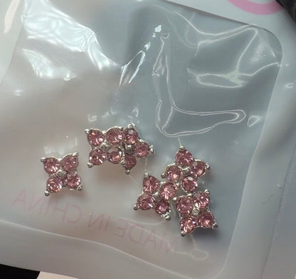 6 pcs Pink clover - Nail charms