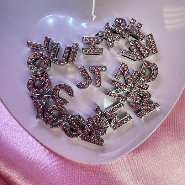 Big pink  letter Alphabet Nail charm Bling