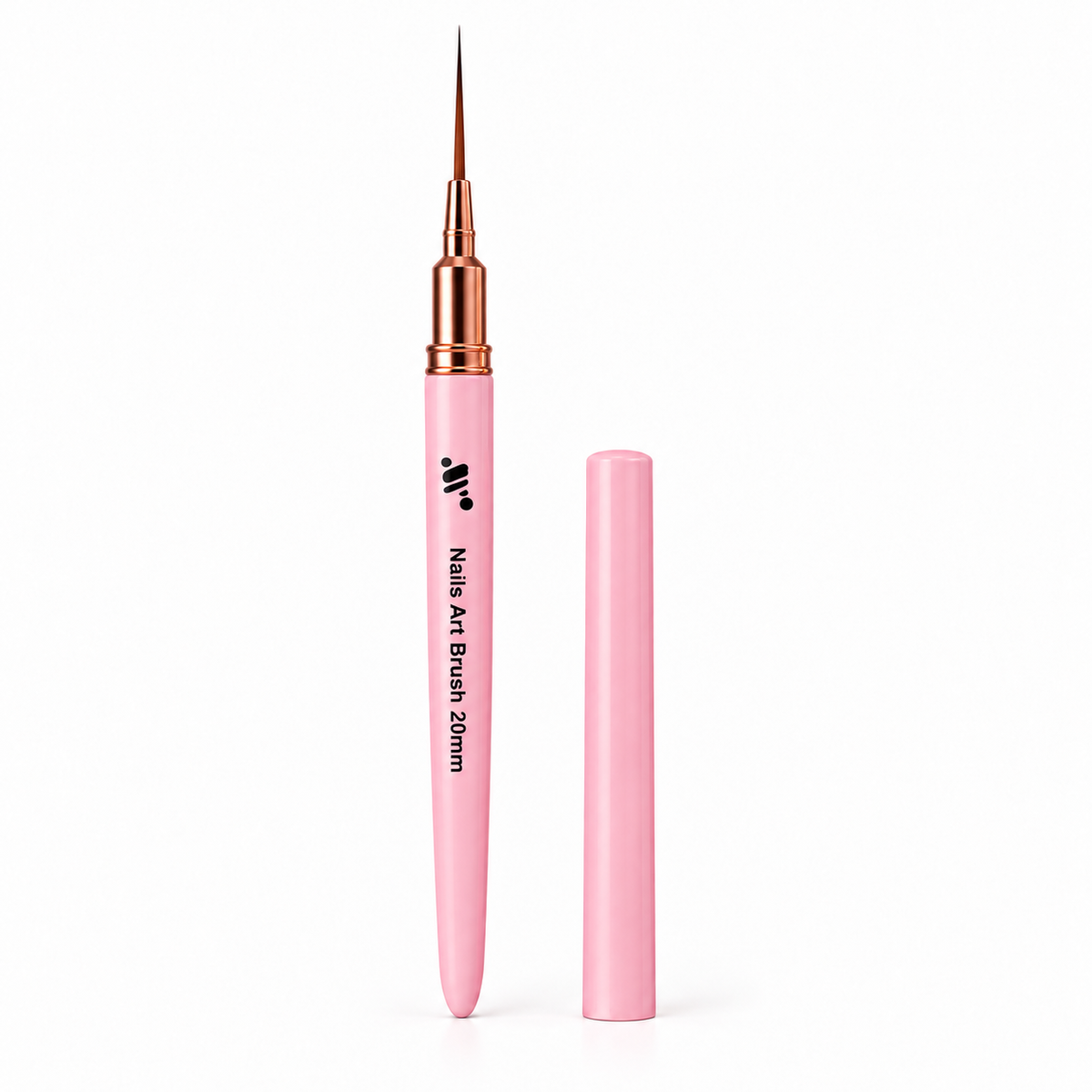 Pink Nail Art Liner Brush with Cap – 15mm, 20mm, 25mm & 30mm