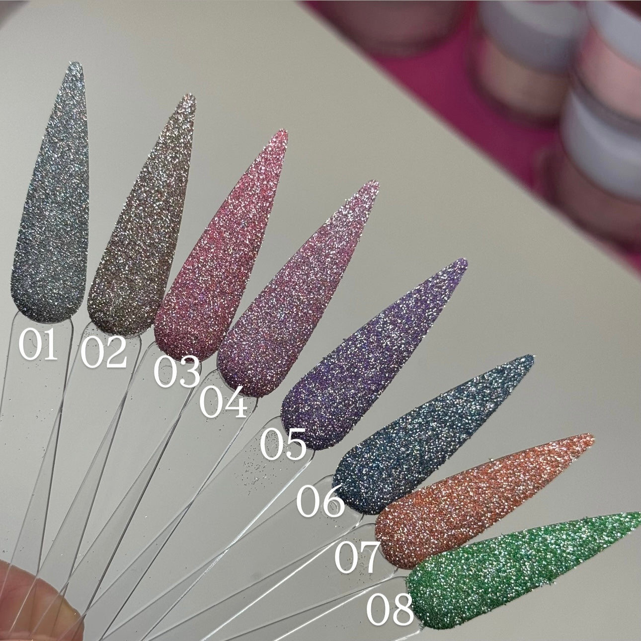 Reflective Glitter Crushed Diamond Nail Art - 8 Styles for Stunning Designs