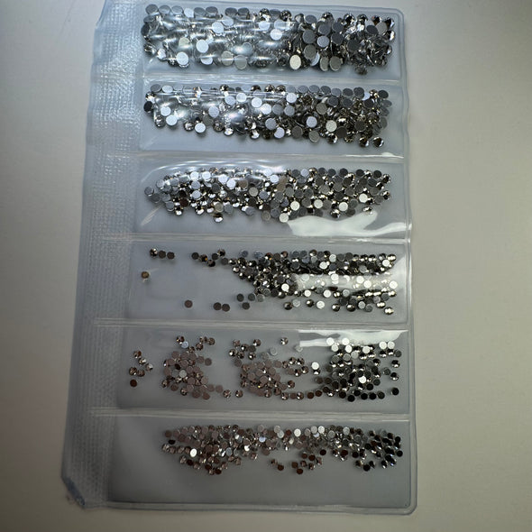 Silver rhinestone flat back- 6 grit pack of crystals for nail decoration