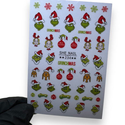 Grinchmas  #234 - Fun & Festive Christmas Nail Art Decals