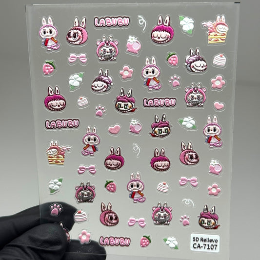 7107 LABUBU Nail Art Stickers – Cute Cartoon Self