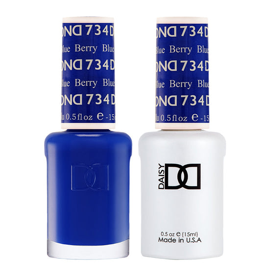 DND #734 Berry Blue – Gel & Regular Polish Duo | Vibrant Deep Blue Nail Color