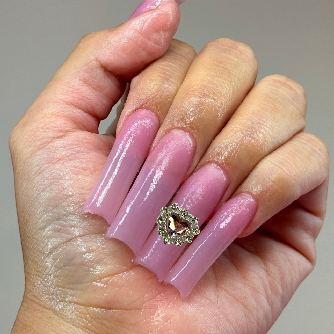 5 pcs Heart Diamond Pink Crystal Nail Charms- Perfect for Valentine’s Nail Art