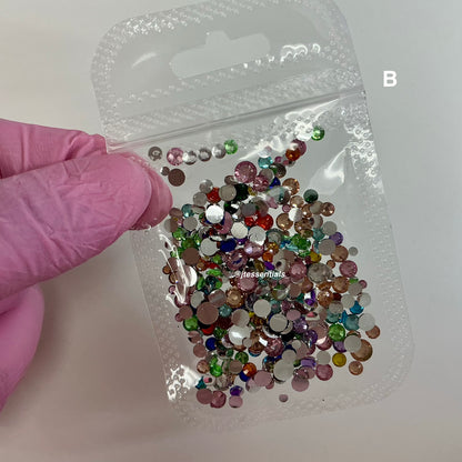 Rainbow color Mixed flat-back rhinestone/gems