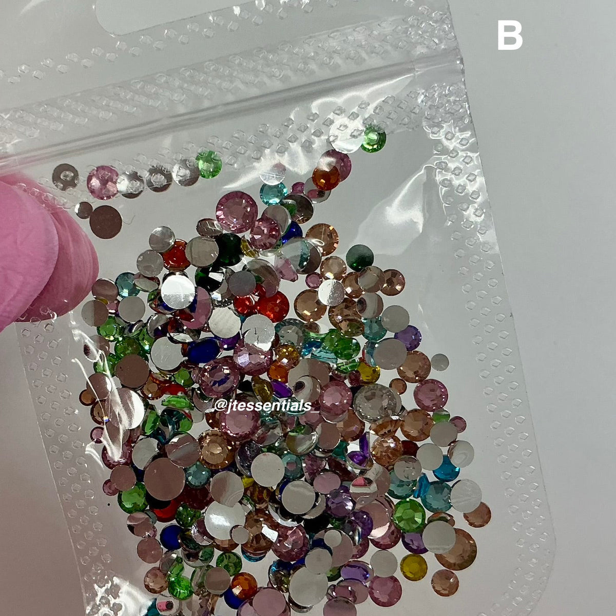 Rainbow color Mixed flat-back rhinestone/gems