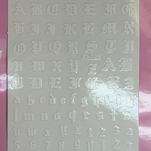 White Letter -Nail sticker