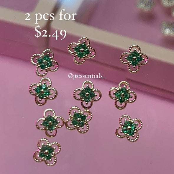 2 green clover charms-  high quality