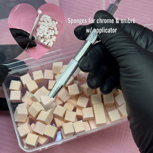 100Pcs Soft Nail Sponges for Ombre - Nail Art Sponges with Grabbing Pen