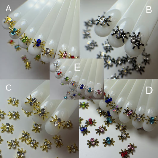 Mini spider nail charms