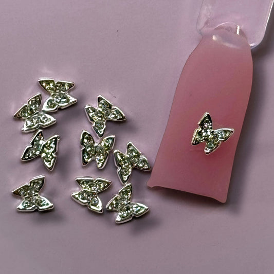 10 pcs SILVER Mini Butterfly Nail Charms – Tiny Butterfly Nail Art