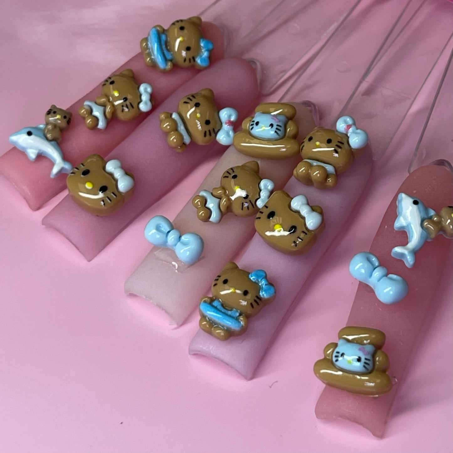 14 pc Summer Tan HK BLUE MIX nail charm