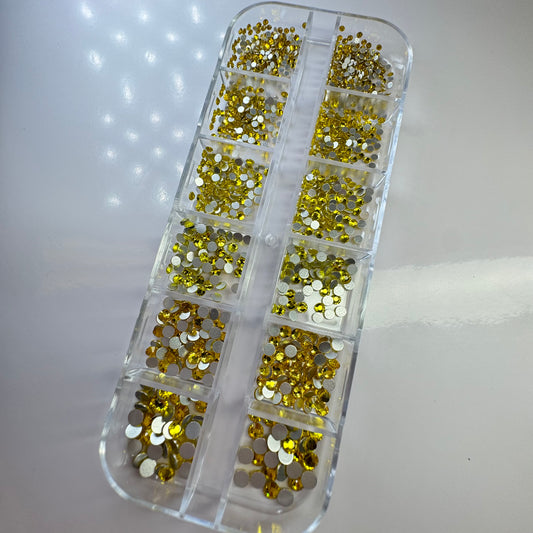 Yellow flat back Rhinestone Box - High Quality Rhinestone box