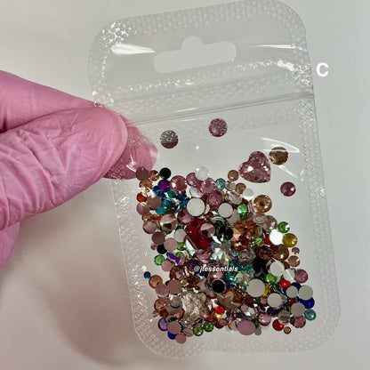 Rainbow color Mixed flat-back rhinestone/gems