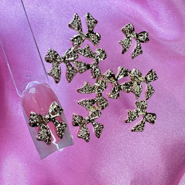 10 pcs Gold Bows - nail charms